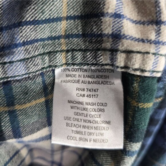 Mens Hobbs Creek Blue Green Plaid Button Up Long Sleeve 100% Cotton Size XL - Picture 3 of 7